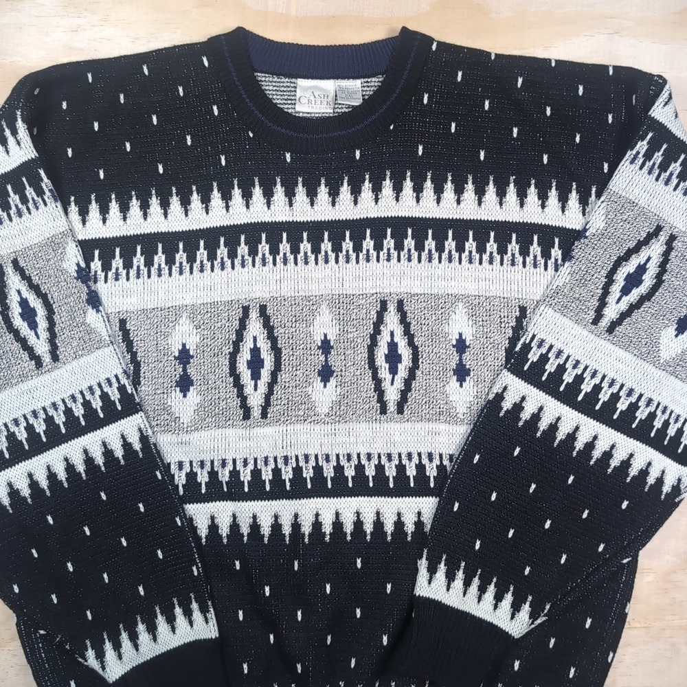 Vintage 90s Ash Creek Trading Sweater Mens 2XL Aztec Geometric Grandpacore